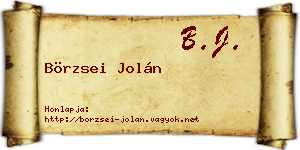 Börzsei Jolán névjegykártya