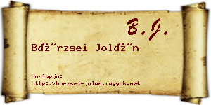 Börzsei Jolán névjegykártya